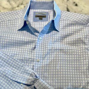 Johnston & Murphy Light Blue Plaid Dress Shirt